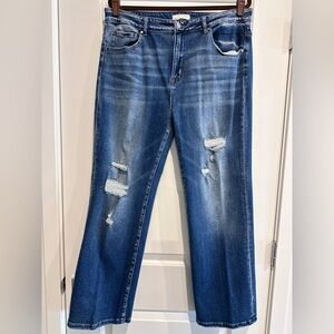 Risen Jeans Distressed Straight Leg Women's Jeans